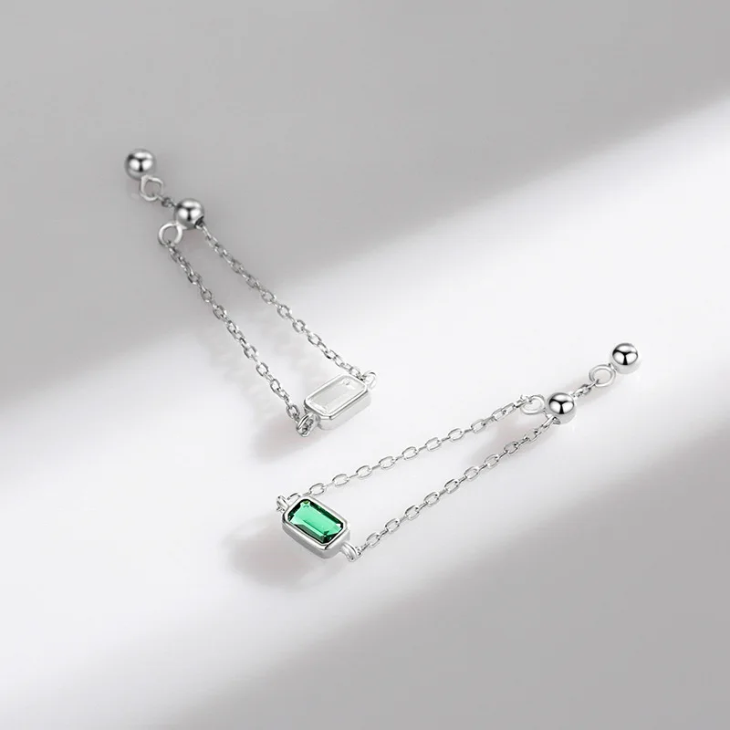 Hot Sale Sparkling Square Cubic Zirconia Ring S925 Silver Green Cz Diamond Ring For Women