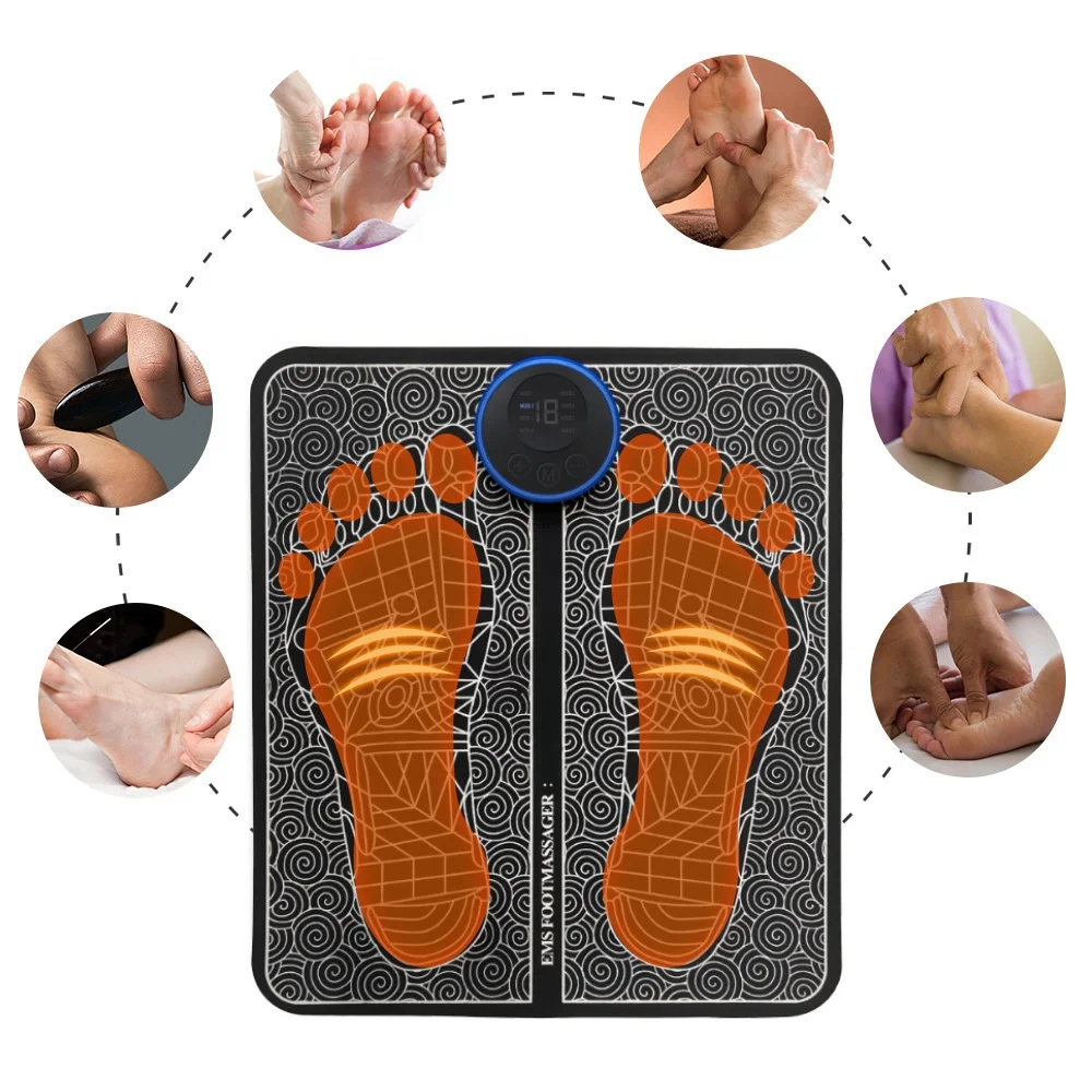 8 Modes Portable Smart USB Vibrating Pulse Electric Ems Foot Massager Pad