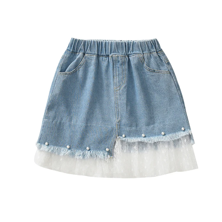 Lace 3D Skirt For 4 - 16 Yrs Teenage Girls 2020 New Summer Kids Clothes Fashion School Big Girl Denim Spring Simple Skirt