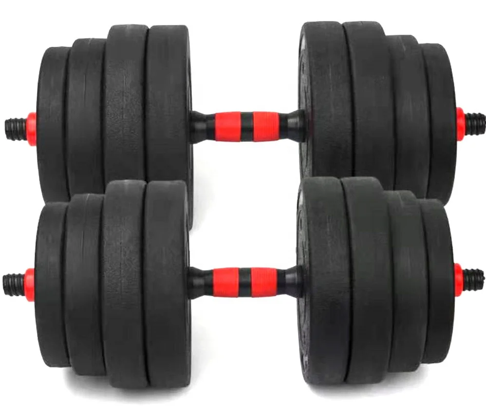 10kg Custom Logo Rubber Coated Cement Of Weight Lifting Dumbbell Gym Home Use Adjustable Detachable Dumbbells Barbells Sets