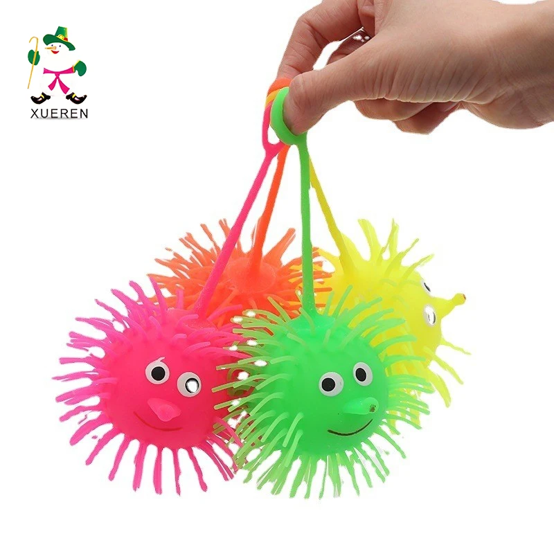 TPR material creative squeeze hedgehog LED ball yoyo decompress toys for kids