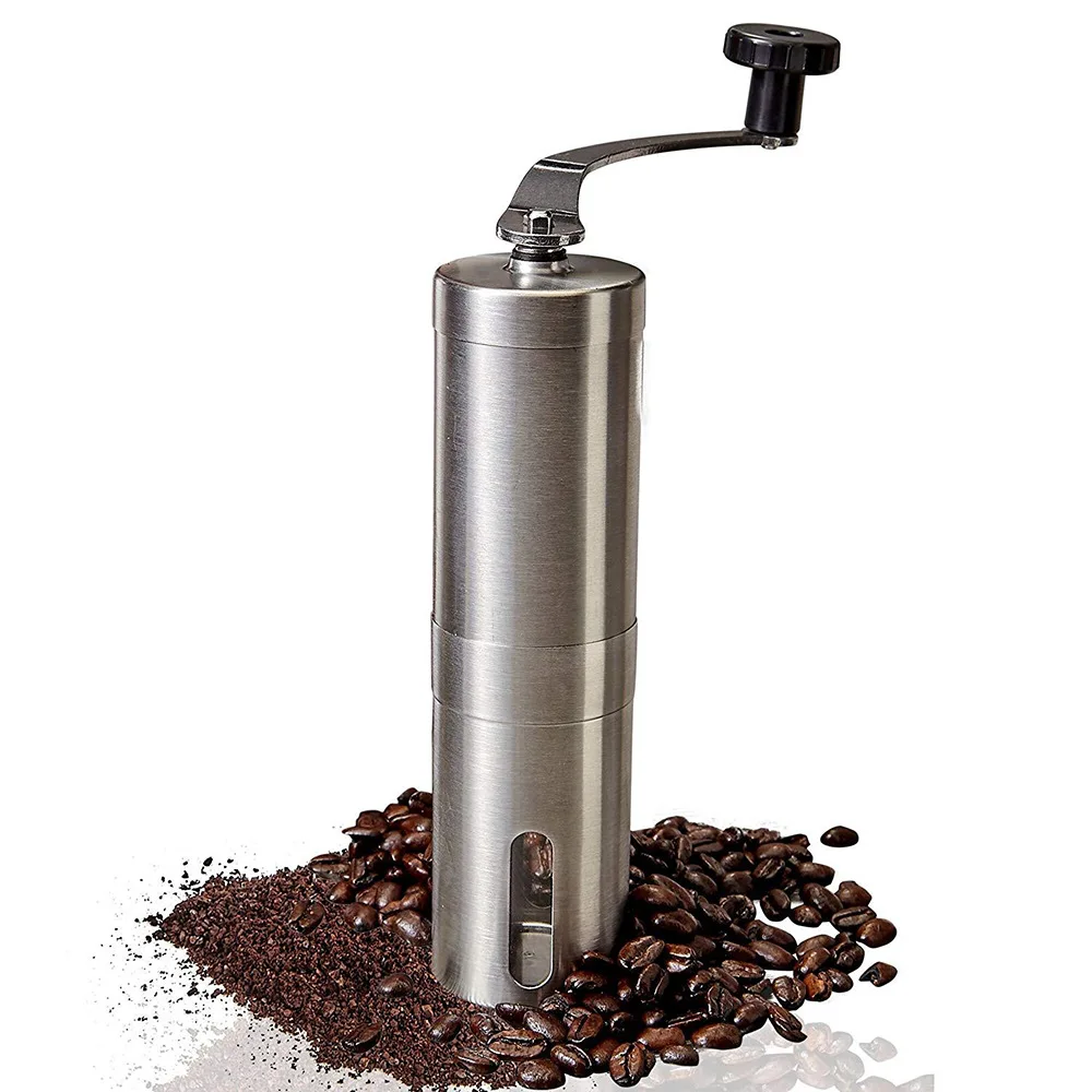 Adjustable Manual Coffee Grinder Pateinted Conical Burr Mill Brushed Stainless Steel Utensil Whole Bean Burr Coffee Grinder