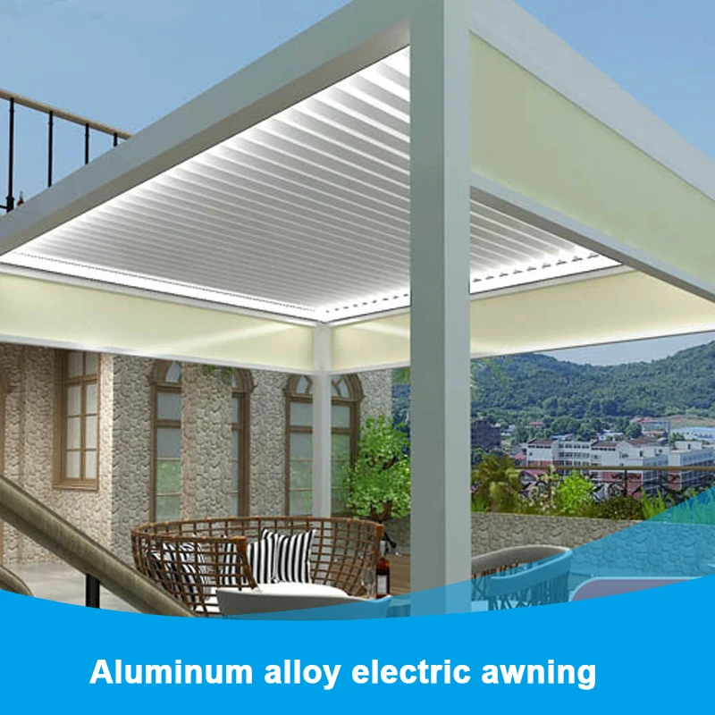 Aluminum alloy electric awning outdoor hotel Villa leisure garden Pavilion Smart louver pavilion Sun room