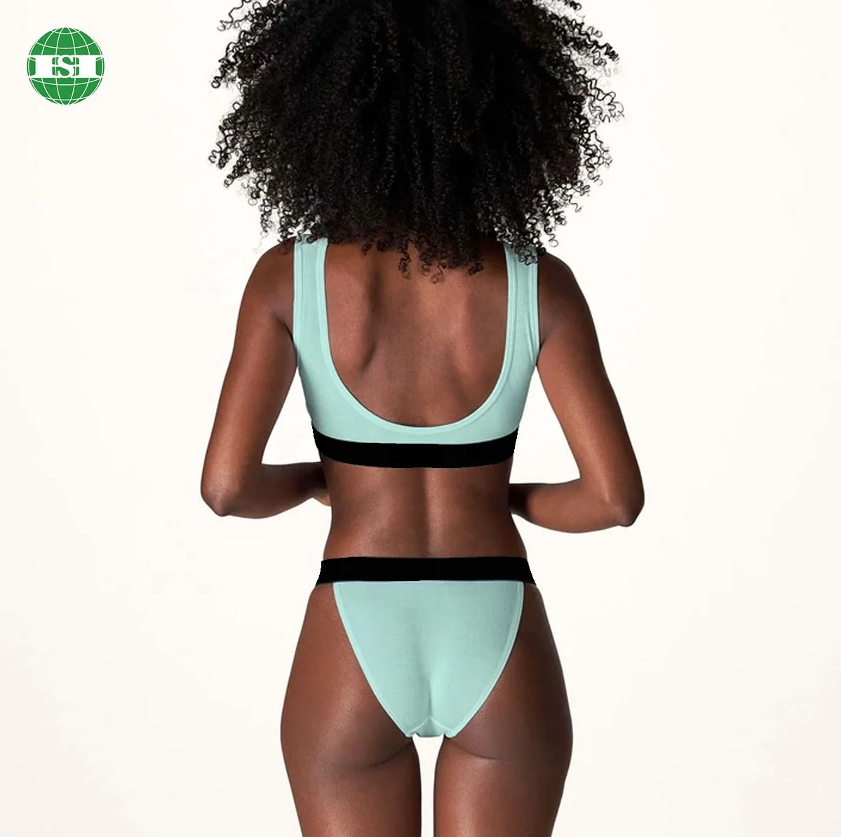 Custom brand name lettering waistband cotton/spandex underwear thongs for women