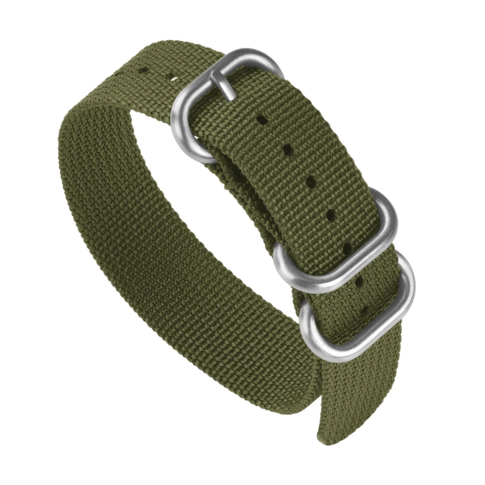 JUELONG 3 Rings Heavy Duty Watchband Watch Strap Set with Premium Brushed Silver PVD Buckle