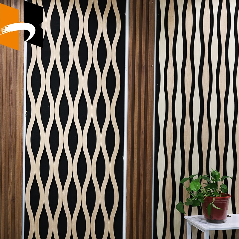 Interior Wall Decoration 3D Design Wood Slat Acoustic Panel Solid Wood