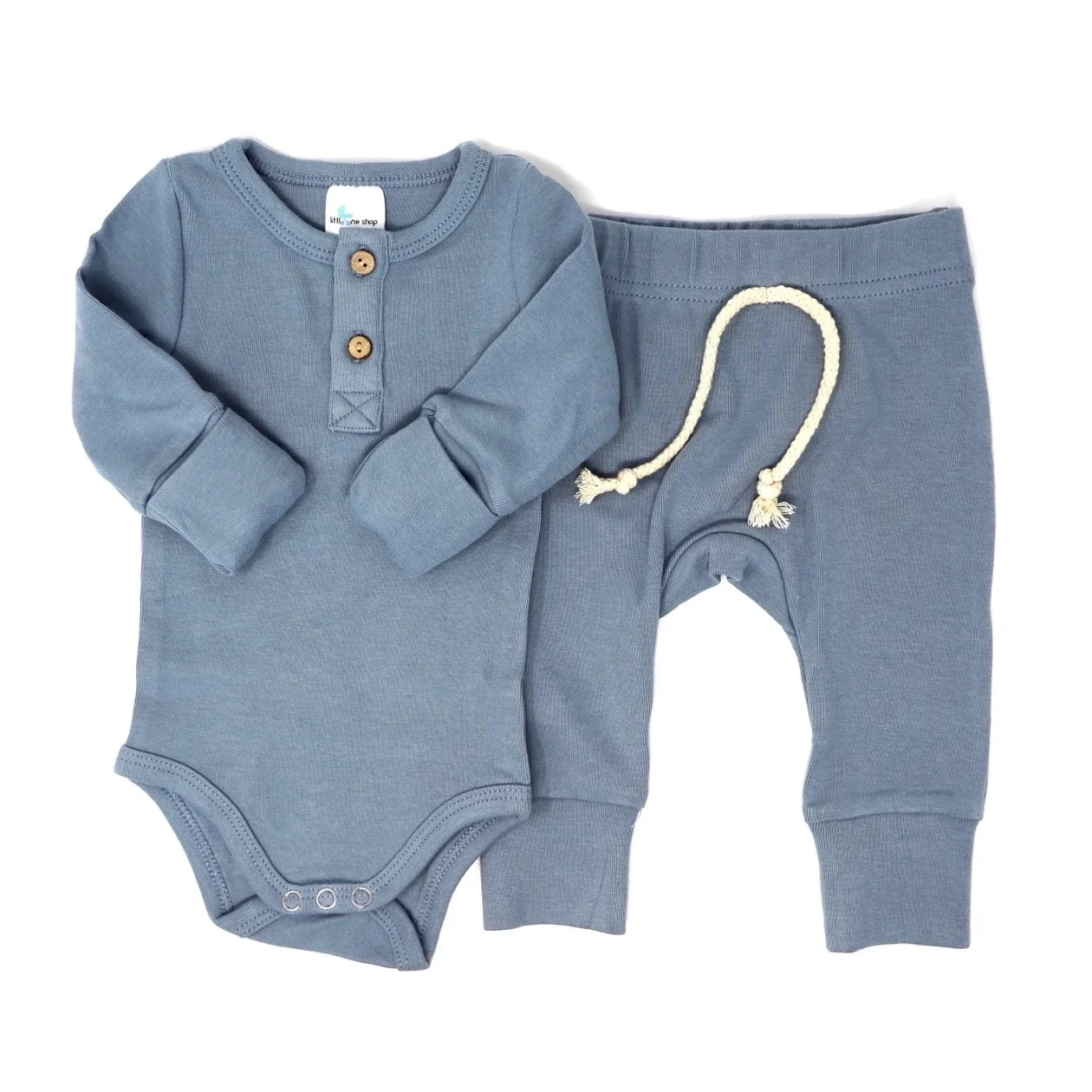 
High Quality Plain Dyed 95% bamboo 5% spandex Long Sleeve Baby Pajamas Set 