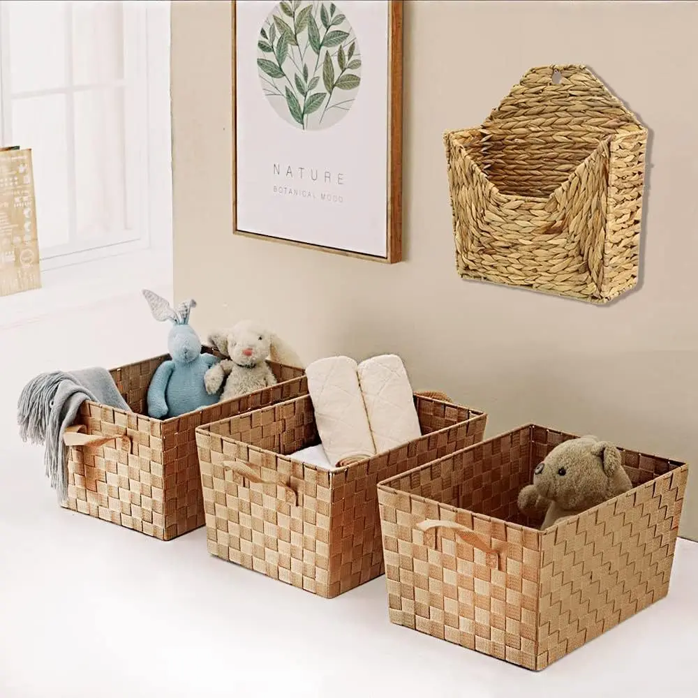 Wall mounted storage basket multipurpose  kitchen living room large white gift small woven baskets for storage