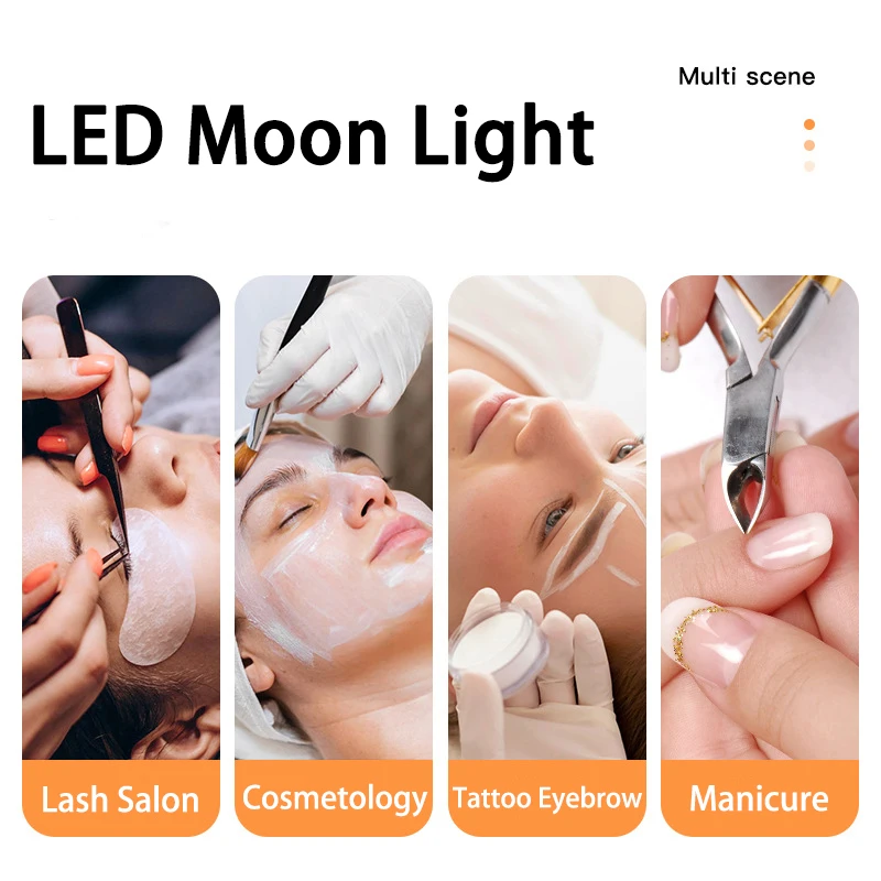 28 Inch Pink White LED Moon Lamp Light For Eyelash Extension Half Moon Floor Lamp Light For Beauty Salon