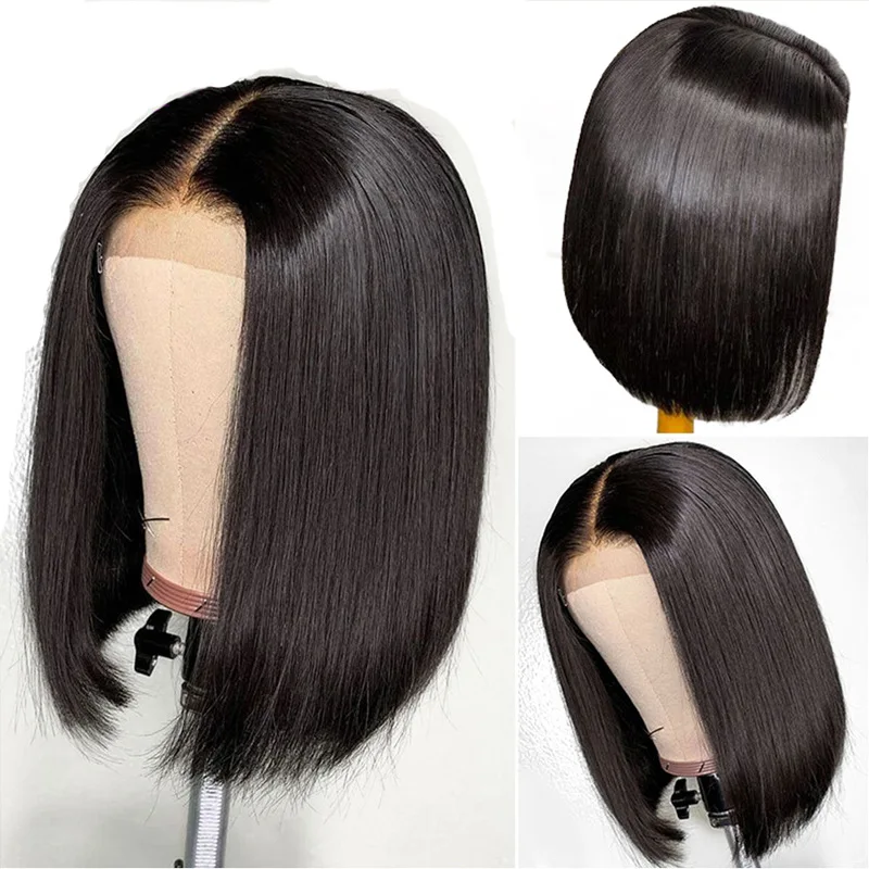 Cheap Short Bob Synthetic  Hair Wig 8-14inch Mink Brazilian Hair  Short Straight Bob Wigs For Black Women