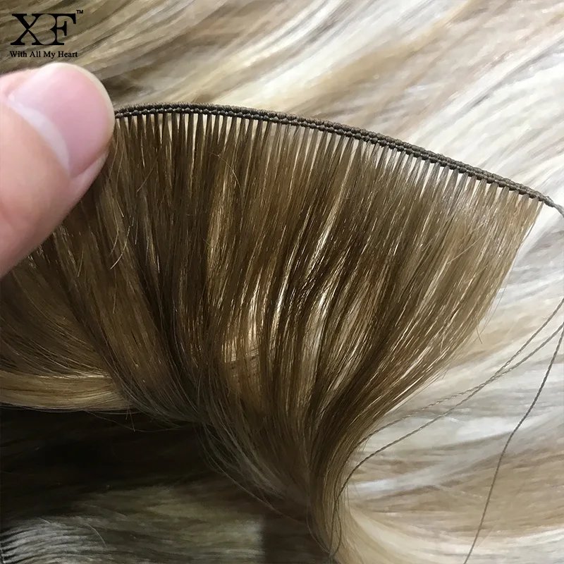 Qingdao XF HAIR Wholesale 100% Virgin Russian Cuticle Remy Hair Extension Hand Tied Hair Wefts