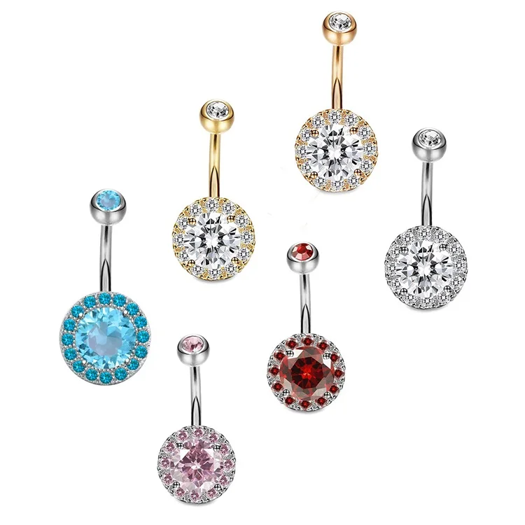 Body Piercing Jewelry For Women Plated Silver Gold Inlaid Zircon Full Drill Navel Ring Fashion Belly Rings Accessories 1
