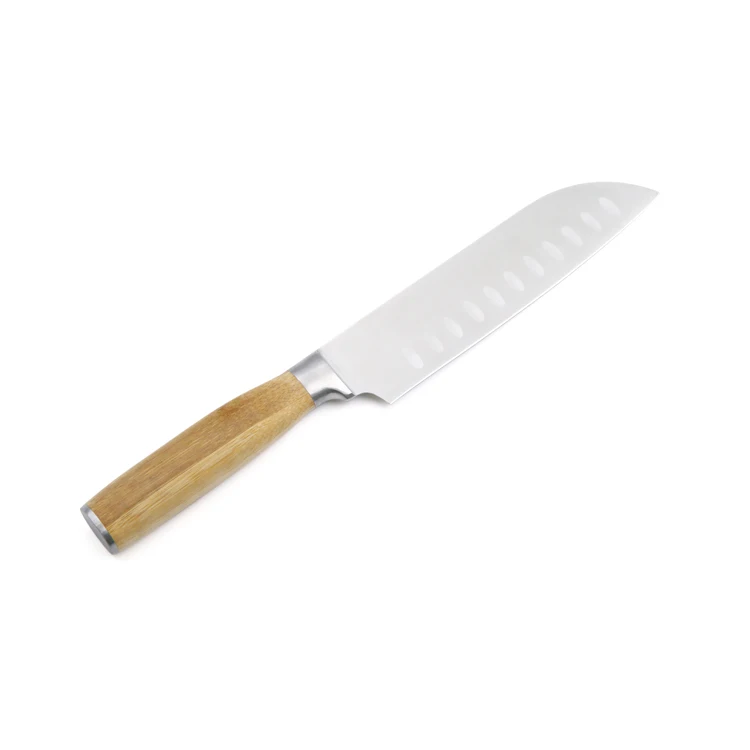 High Quality 7 inch Stainless Steel Santoku Knife with Bamboo Handle Japanese Kitchen Knife