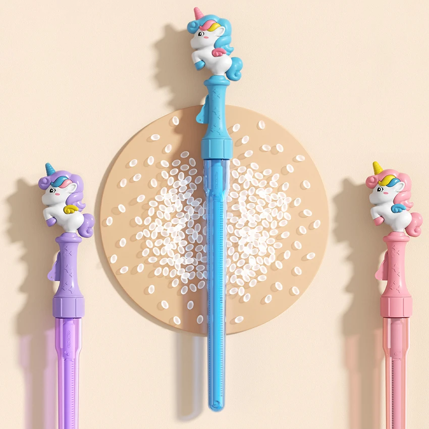 Hot Sales 50cm Long Soap Bubble Kids Froth Toys Cute Cartoon Unicorn Wand Stick Bubble for Girls Boys Outdoor Party Toys