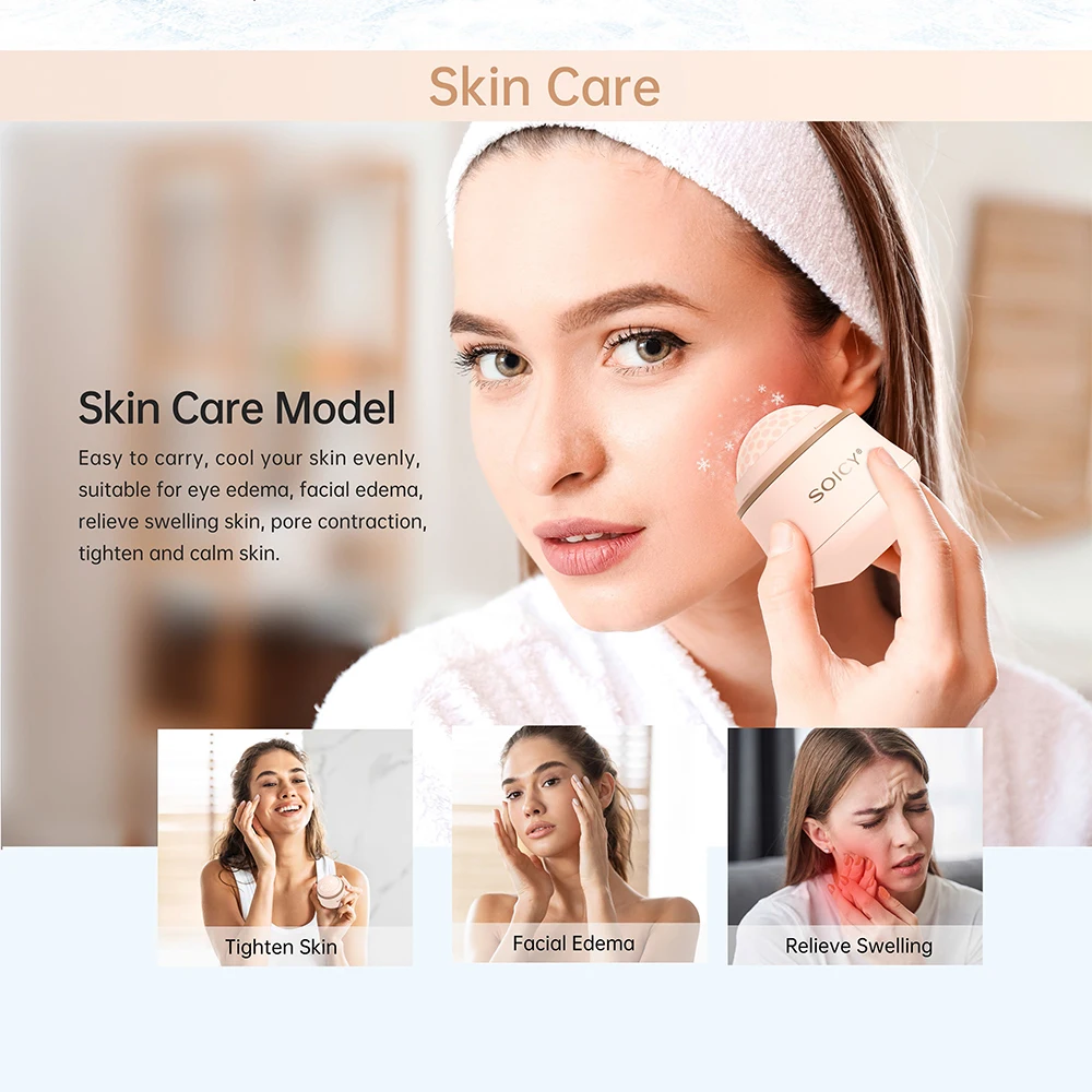 New Arrival Dermaroller Ice Roller SOICY S50 360 Degree Rotate Skin Care Face Roller Stainless Ball Body Massage Roller