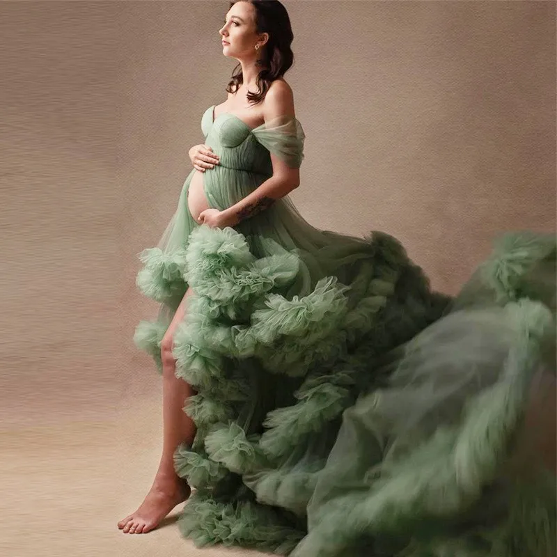 Photography Pregnant Women Dress Wedding Dress Aliexpress Foreign Trade Low-cut Long Tail Pongee Skirt