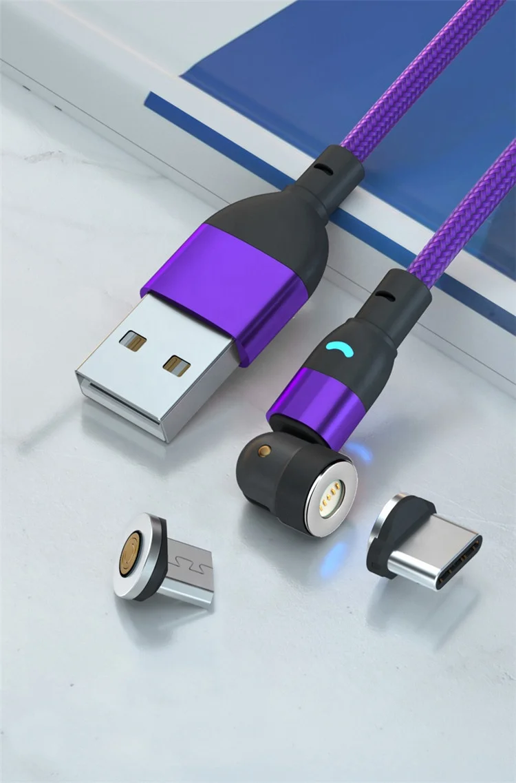 
Hot Selling 540 Degree Rotating 3A Fast Charge 3 in 1 Micro Magnetic USB Charging Data Cable For iphone 