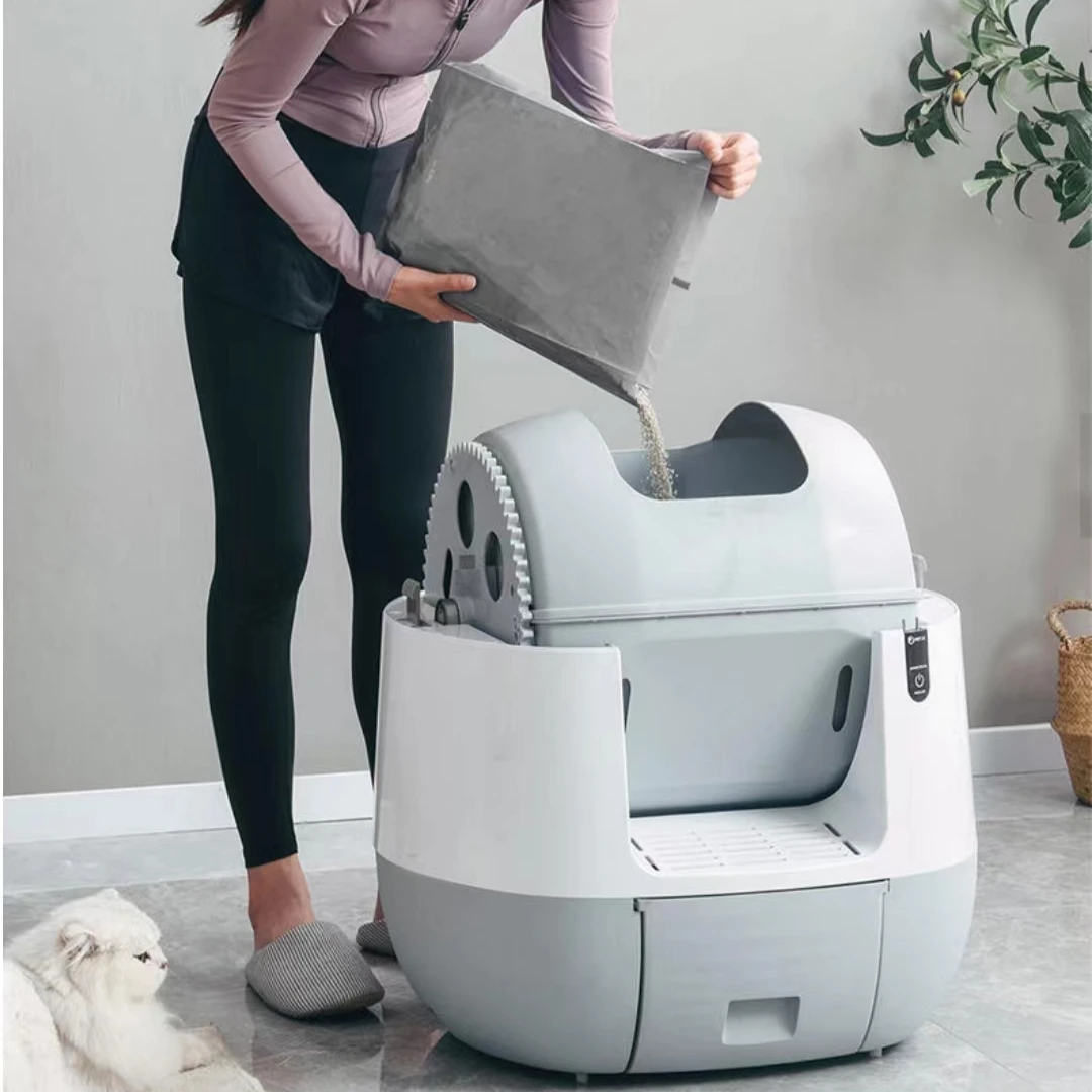 Smart  Self Cleaning Cat Litter Box Automatic Fully Enclosed Cat Toilet with Anti-Pinch Sensor without APP