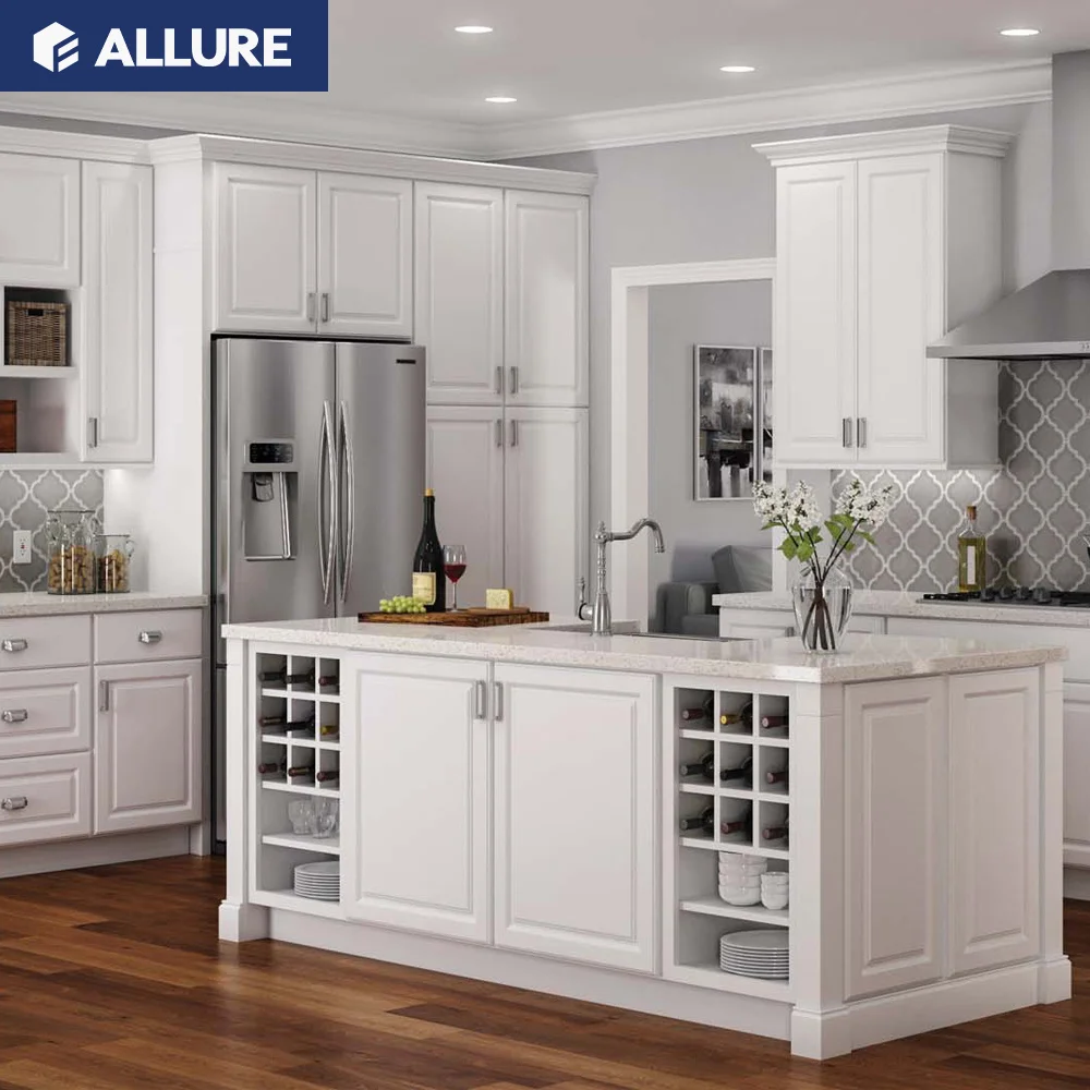 Allure White Ash American Solid Wood Oak Kitchen Cabinets with Wall Cabinet