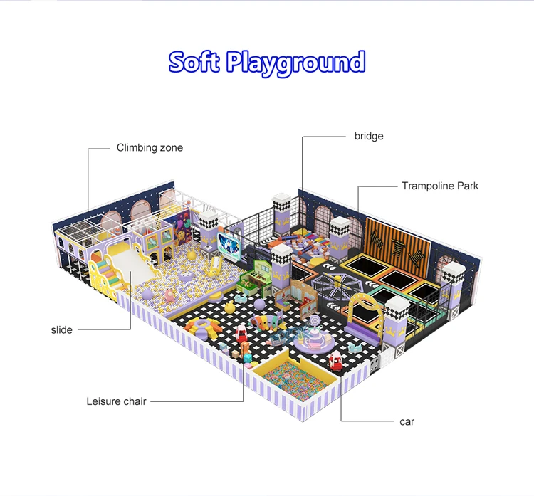 Customized Kids Indoor Playground Big Small Soft Play Center Equipment Indoor Maze With Trampoline Slides Ball Pit For Children