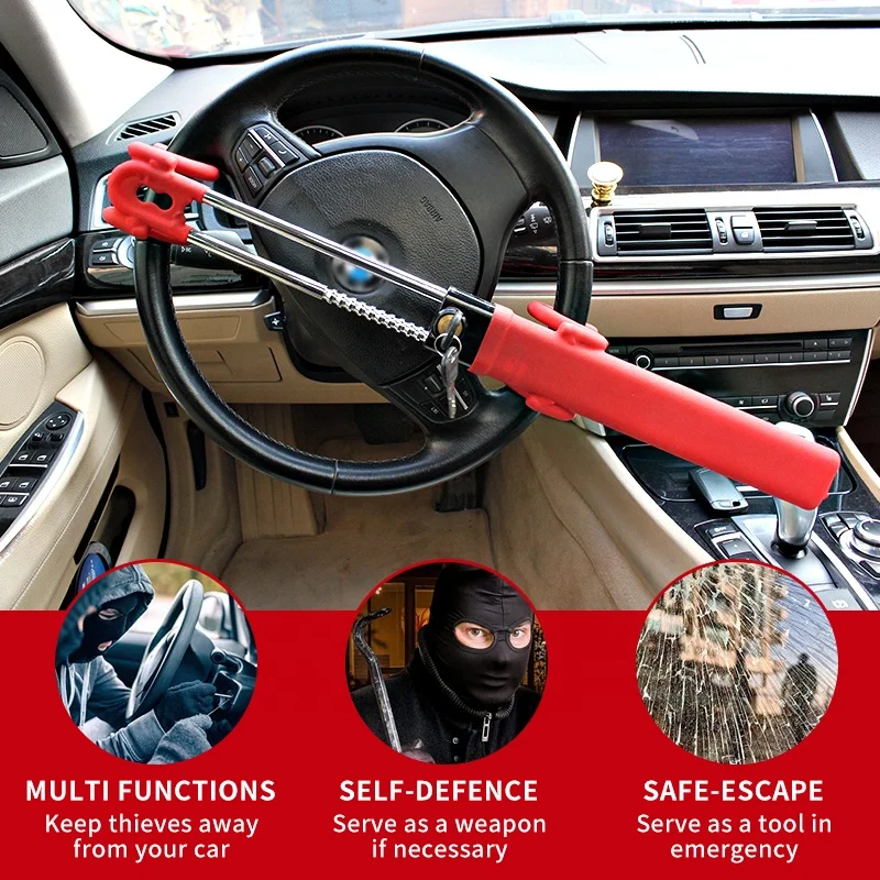 Steering wheel lock with two tube structure computer keys more safe