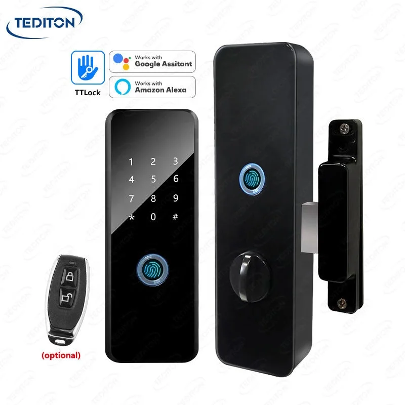 Tediton Waterproof Rim Lock Double Fingerprint Key WiFi Tuya TTlock app Electronic Double side Fingerprint Door Lock