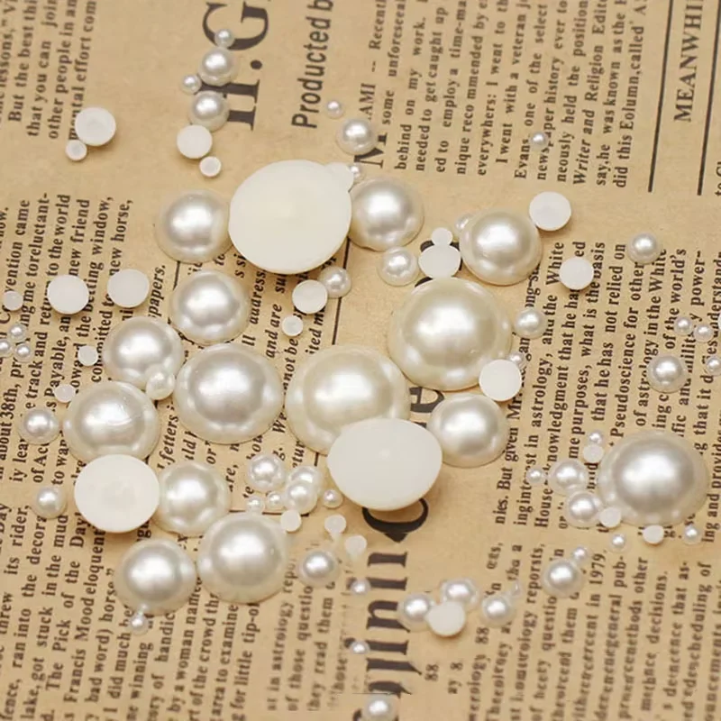 Rice white flat bottom half hotfix pearl rhinestones loose bead DIY handmade material jewelry accessories rhinestones