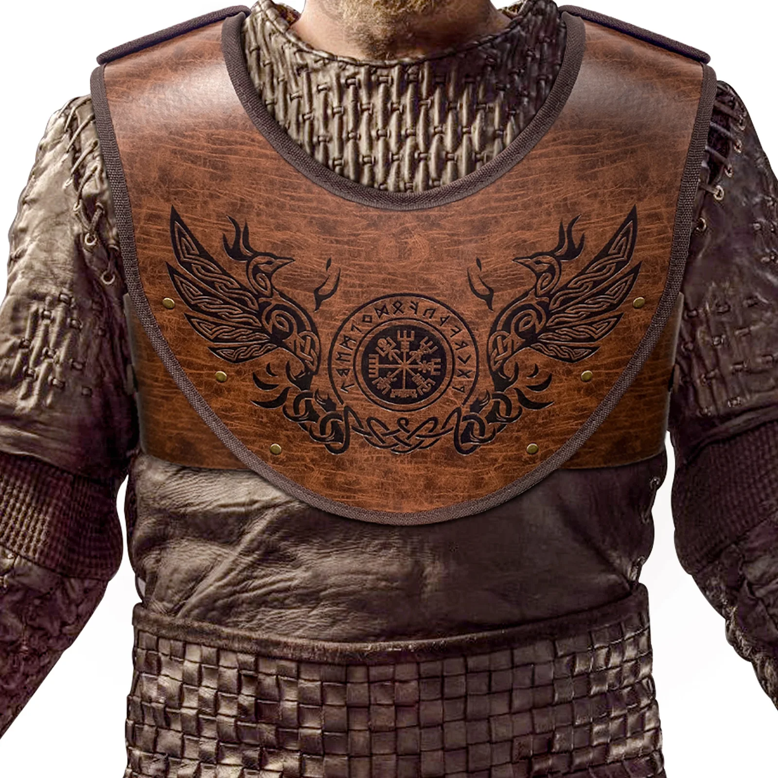 Adult Medieval Viking Knight Chest Armors Pu Leather Warrior Gladiator Cosplay Costume Breastplate Vest Steampunk Retro Cuirass