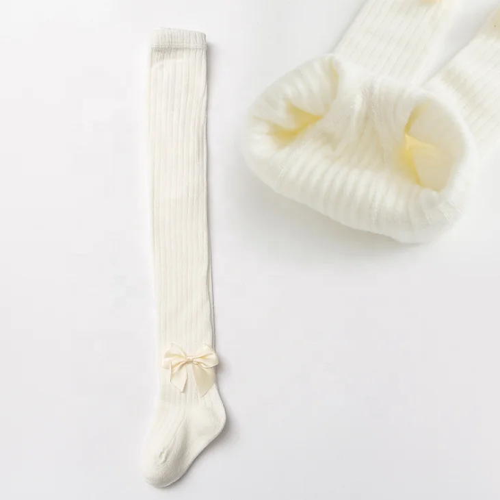 2021 New design baby socks autumn winter with velvet kids body stocking combed cotton bow stockings