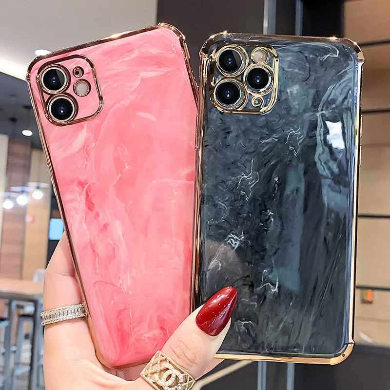 Silicone Marble Phone Case Soft Gloss Mobile Phone Bags & Cases for 12 Liquid Silicon Case Shockproof