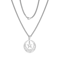 Vintage Stainless Steel Celtic Knot Charm Jewelry For Women Pentagrams Pendant Necklace Real Gold Plated Pentacle Charms Gifts