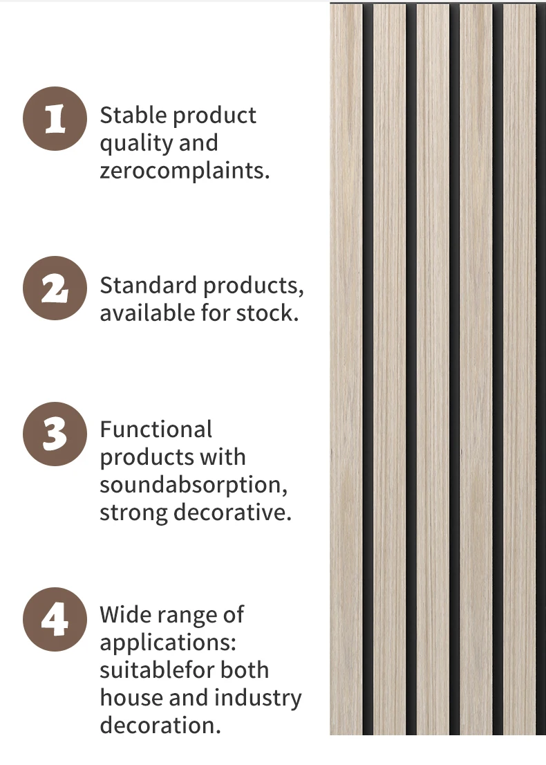 High Quality Soundproof Wall Panels Mdf  Wood Slatted Wall Acoustic Panels For Interior Decoration Wall And Ceiling