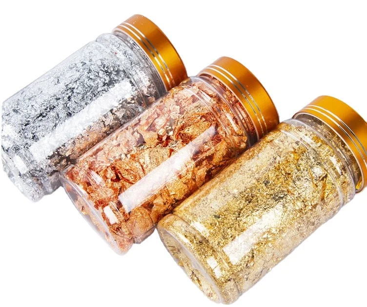 Gold Leaf foil Flakes 3 gram each bottle for Popular nails crafts decoration