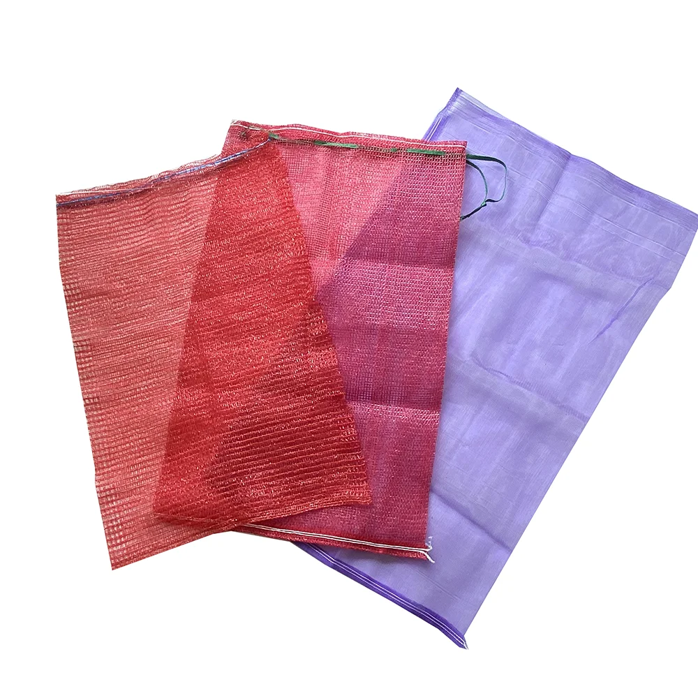 100% Polypropylene Tubular Reusable Fruit Vegetable Raschel Leno Mesh Bags For Packing Ginger Garlic Onion 10kg 25kg 50kg Sacks