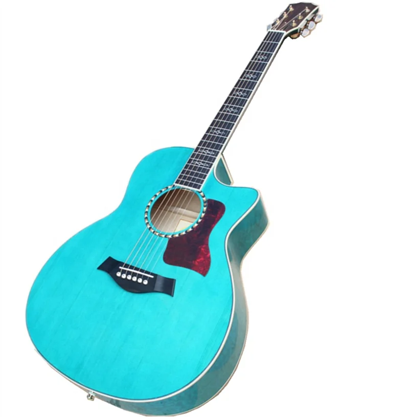 Huiyuan пользовательские полый корпус 41 дюймов Акустическая гитара с золотой машина тюнеров, стеганая, Тыльная сторона из клена, изготовление на заказ