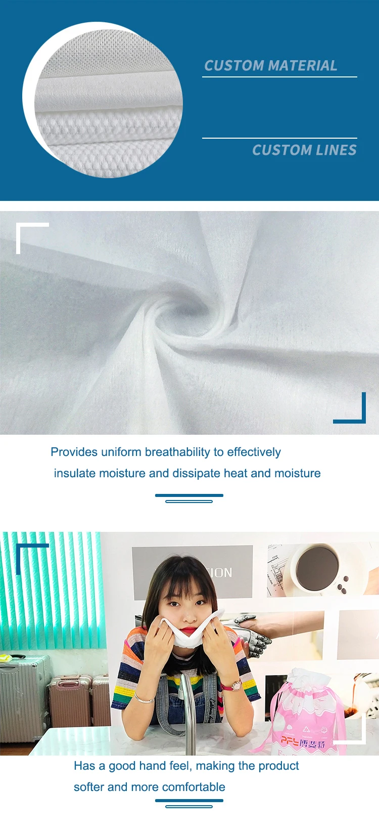 [Manufacturer] PP+Wood Pulp Nonwoven Fabric For Dry And Wet Wipes Spunlace Non Woven Roll