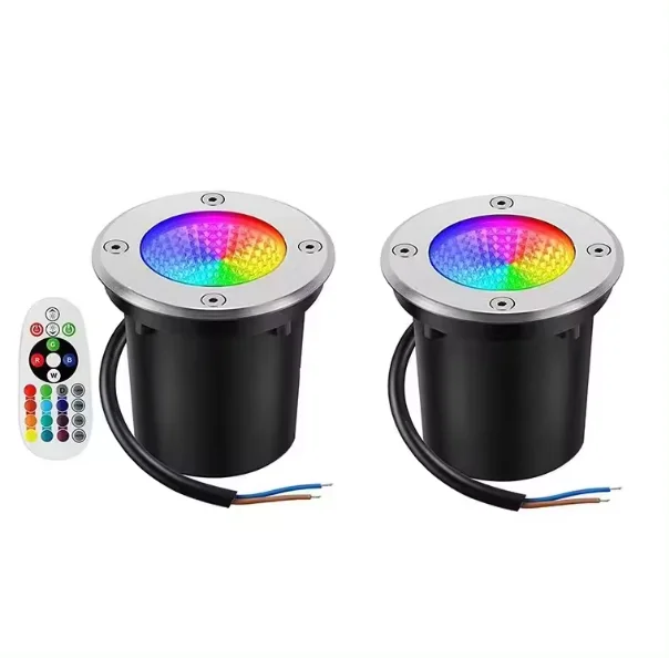 Outdoor 6W Waterproof RGB LED Underground Lamps with Remote Controller 12V 24V Inground Light for Ground Garden Path Park Floor