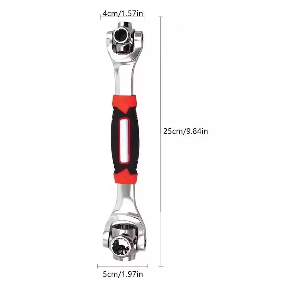 Multi-functional hexagonal tiger multi-angle wrench 13-24mm360 degree rotary head rubber handle wrench