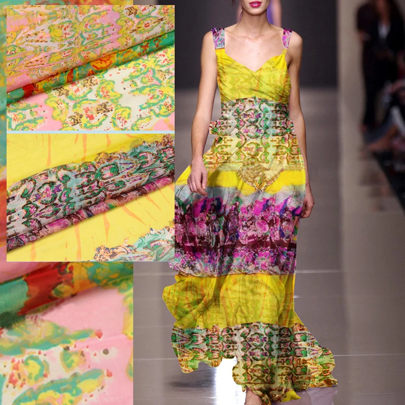 Китайская фабрика, лидер продаж, шифоновая ткань с цифровым принтом 6 мм, шифоновая ткань из чистого шелка, шифоновая шелковая ткань для платьев, шелк