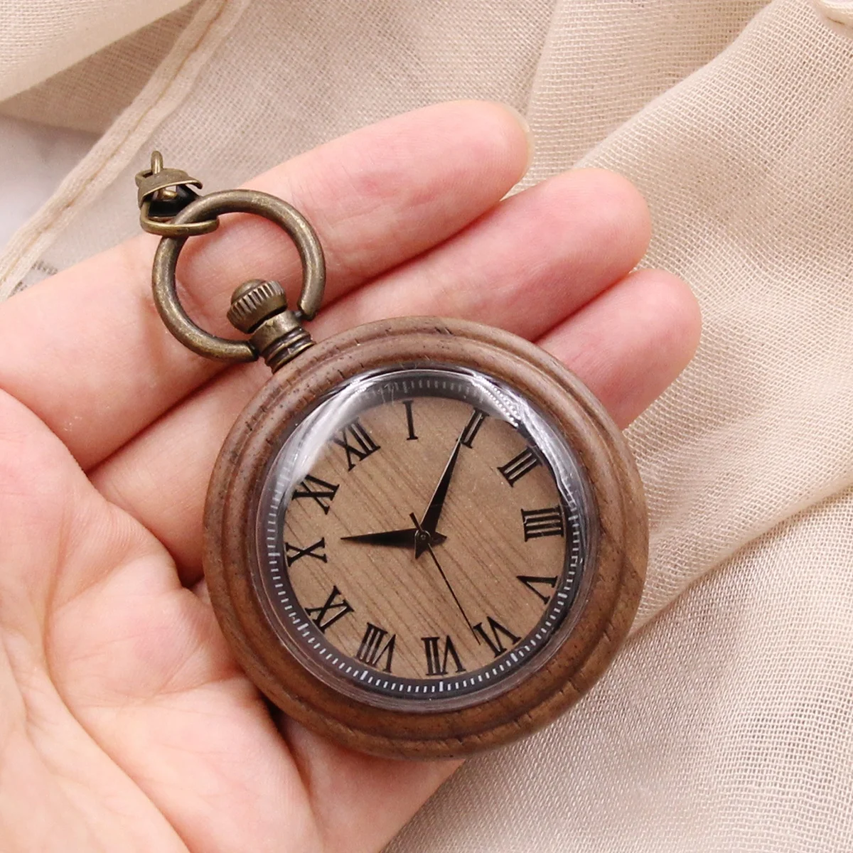 Винтажные деревянные карманные часы с цепочкой, деревянные поделки, подарок на 5-ю годовщину