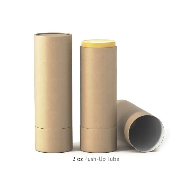 Empty deodorant stick lipstick container white lip balm push up deodorant Kraft paper tube