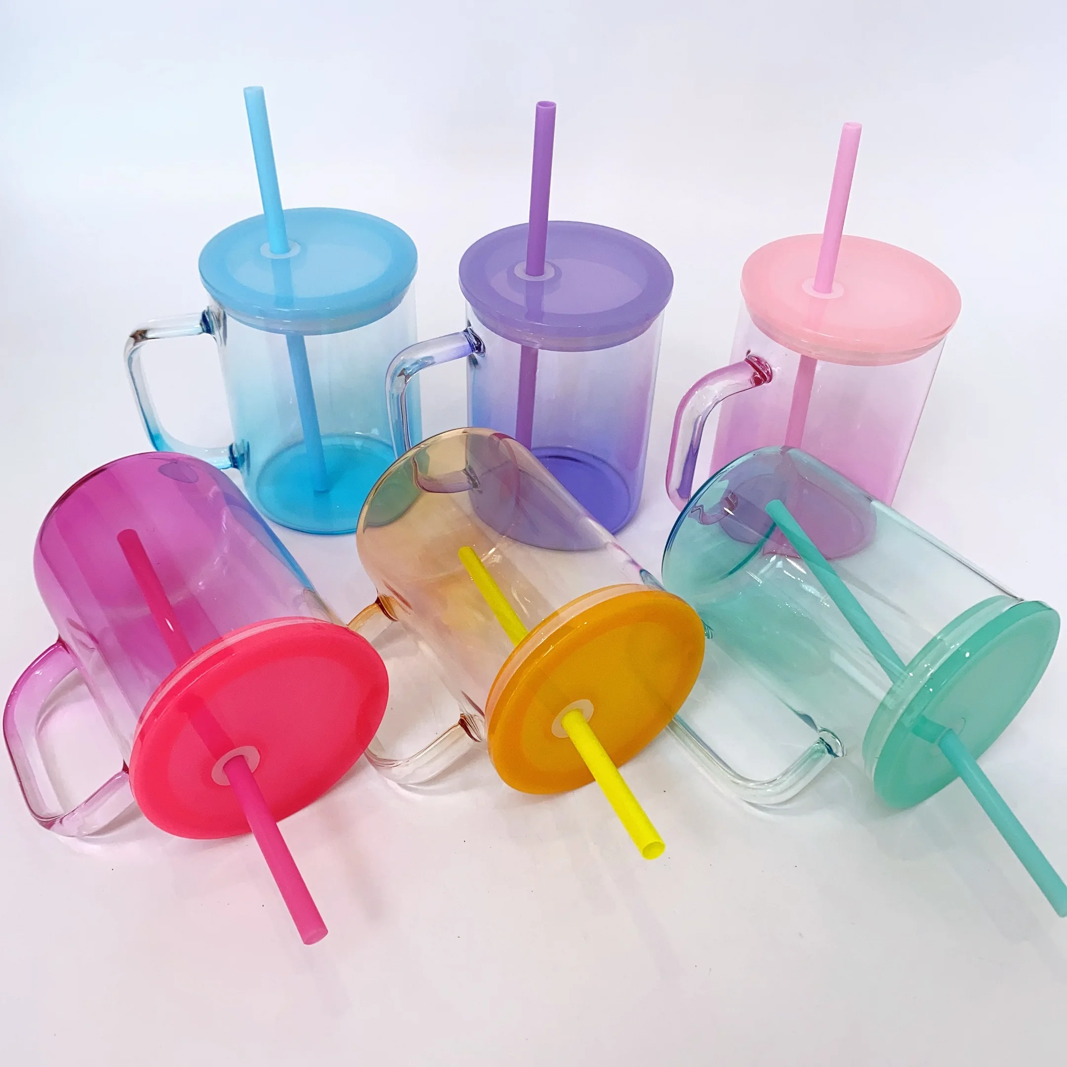 US warehouse in stock  17oz jelly mugs with PP plastic lid and straw clear ombre jelly for UV DTF sticker For hot printing