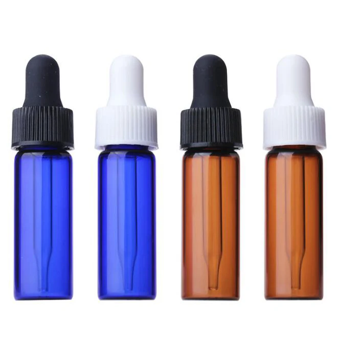 4 мл мини пустая многоразовая стеклянная бутылка для парфюма, бутылочка для хранения образцов, Синяя Прозрачная Зеленая розовая флакон, янтарная стеклянная бутылка-капельница