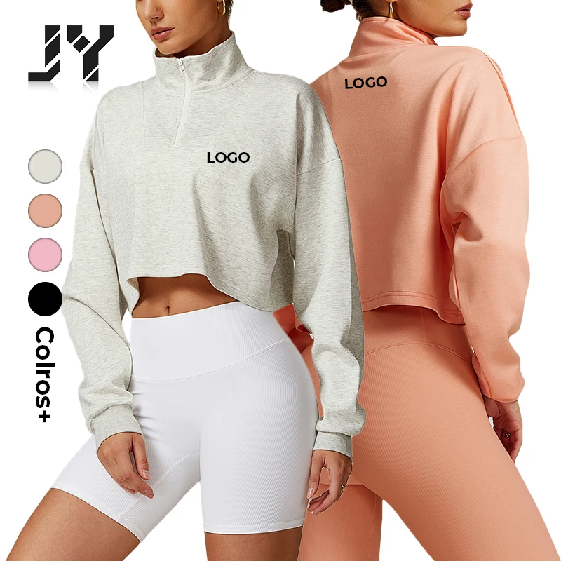 JY New Autumn Custom OEM &ODM Loose Front Zipper Comfortable Long Sleeve Women Fitness Gym Workout Outdoor Sports Tank Jacket