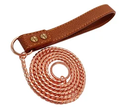 2022 Hot Sale Dog Chain Choker Solid Brass Copper Snake Choke P Rose Gold Training Dog Leash