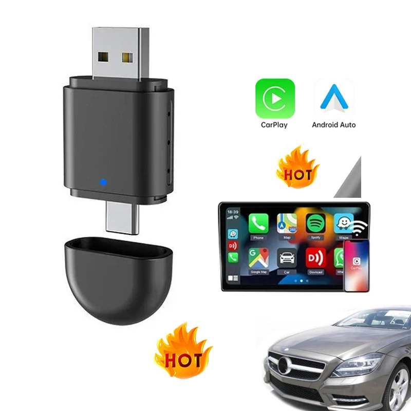 OEM Custom 2in1 2 channel Mini USB Wireless CarPlay Dongle Box adapter CP570 Converts Wired OEM CarPlay to Wireless PK 2Air 5.0