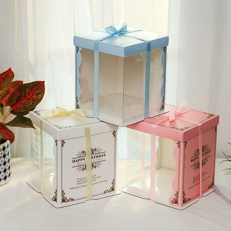 Special Ofer Beloved Dependable Square Luxury Birthday With Handle Packaging With Window Custom Cake Box