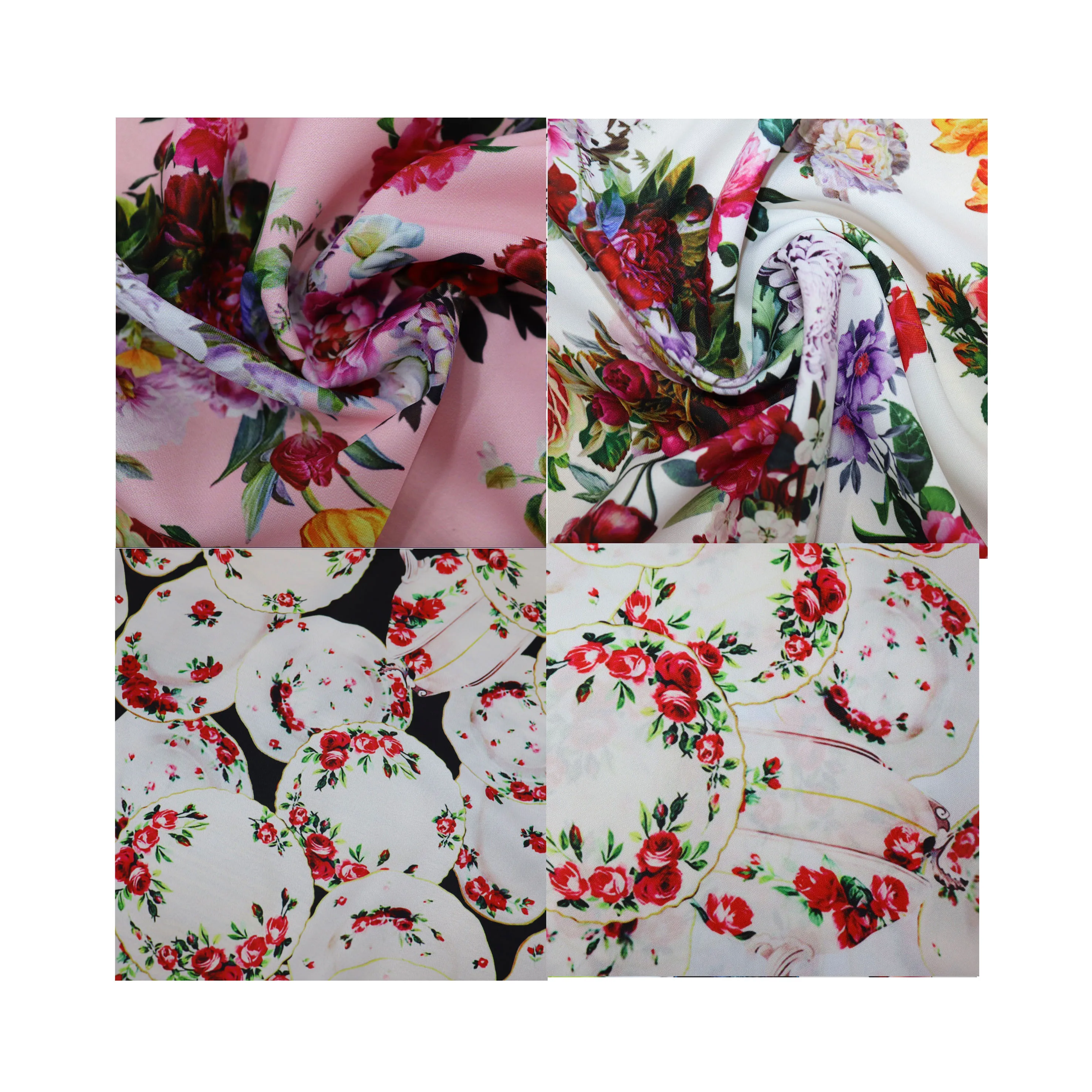 Twill Printed Shirt Four Way Floral Jacquard Dress 4 Clothe Printing Machine Digital Polyester Stretch Fabric