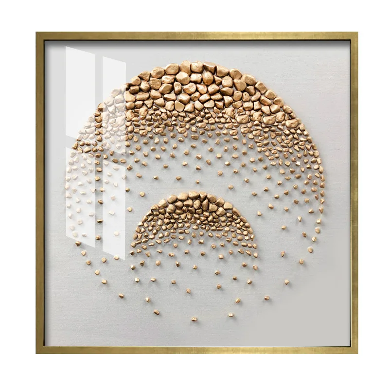 Luxury Aluminum Frame Living Room Sofa Wall 3d Picture of Golden Crystal Porcelain Wall Art