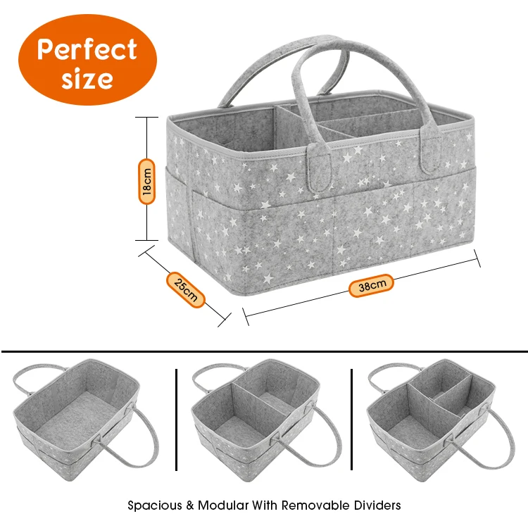 Popular Design Felt Baby Diaper Caddy Organizer Mummy Storage Bag for Home and Travelling
